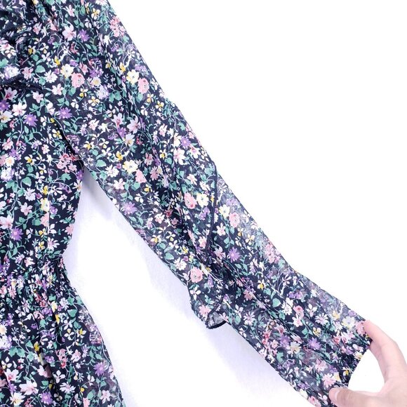 Vici Mini Dress Size S Multicolor Floral Long Sleeve Boho Festival Ruffle - Picture 10 of 16